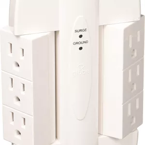 Globe Electric 6-Outlet Swivel Space Saving Surge Protector Product Image Front Side