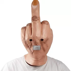 Middle Finger Party Mask Halloween Costume Front Side