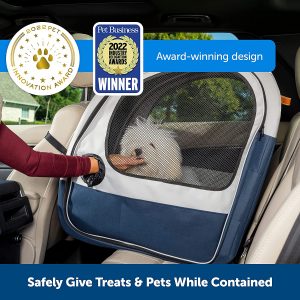 PetSafe Happy Ride Collapsible Dog Travel Crate Hand Petting Dog Through Hand Window