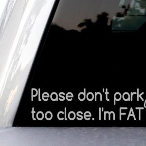 Please Dont Park Too Close I'm Fat Decal On Car
