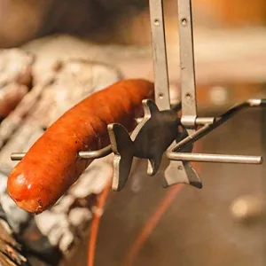Roasting a Hot Dog on Firebuggz Fishing Pole Campfire Roaster