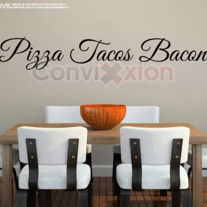 Table and Chairs with Pizza Tacos Bacon Wall Decal