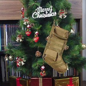 Tactical Christmas Stocking with MOLLE Gear Webbing Hanging In Christmas Tree