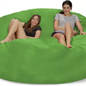 Two Women Laying In Giant 8 Foot Chill Sack Bean Bag Chair