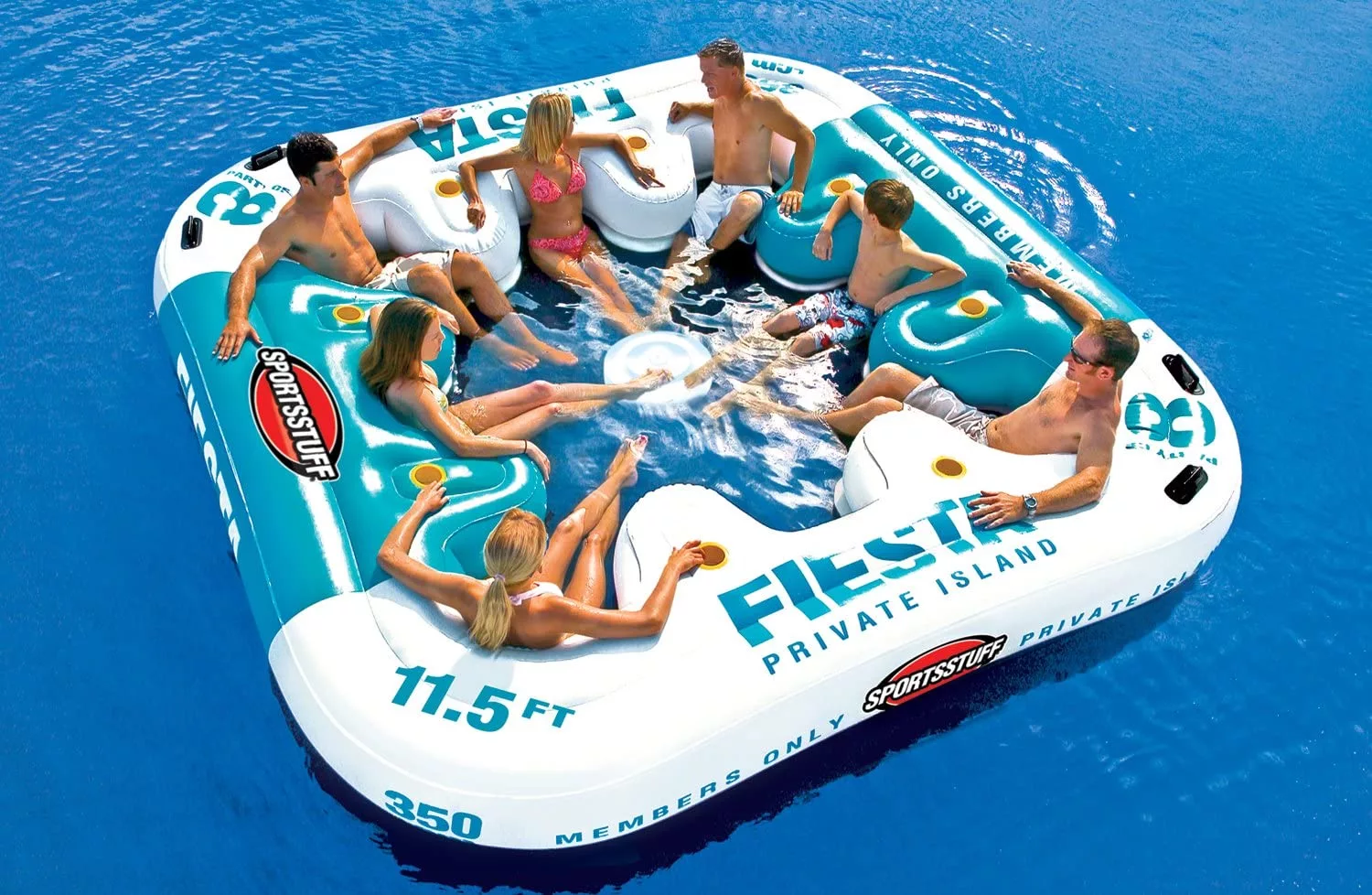 7 People on Giant 8-Person Inflatable Lounger