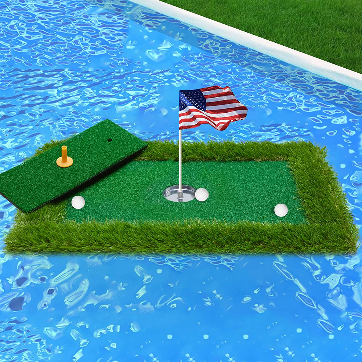 Floating Golf Green In Pool
