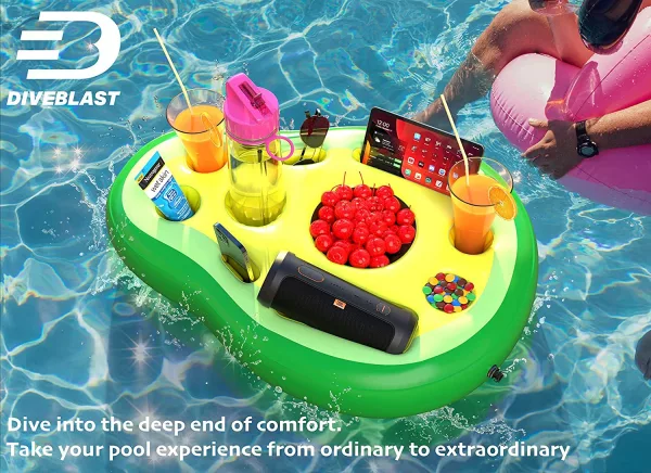 Avocado Floating Food & Drink Tray In Pool