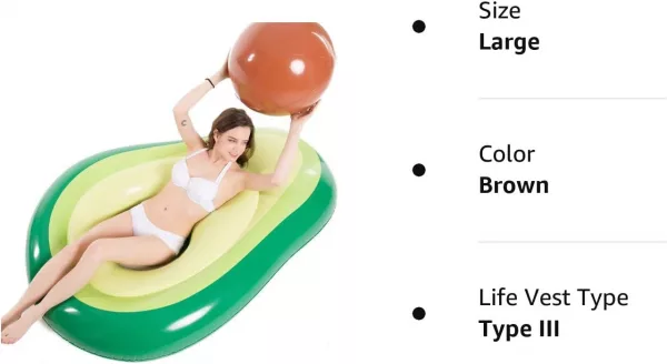 Avocado Pool Float With Removable Pit Product Features