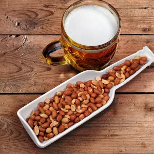 Beer Bottle Shaped Snack Bowl With Nuts
