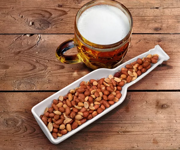 Beer Bottle Shaped Snack Bowl With Nuts