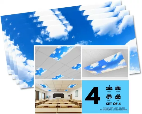 Blue Sky Panel Light Fixture Cover Includes 4