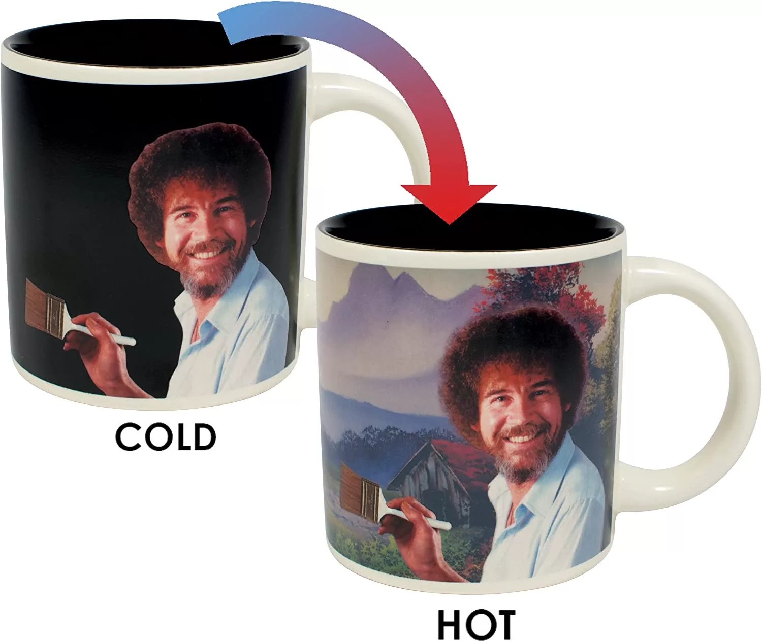 Bob Ross Heat Changing Mug Transition from cold to hot