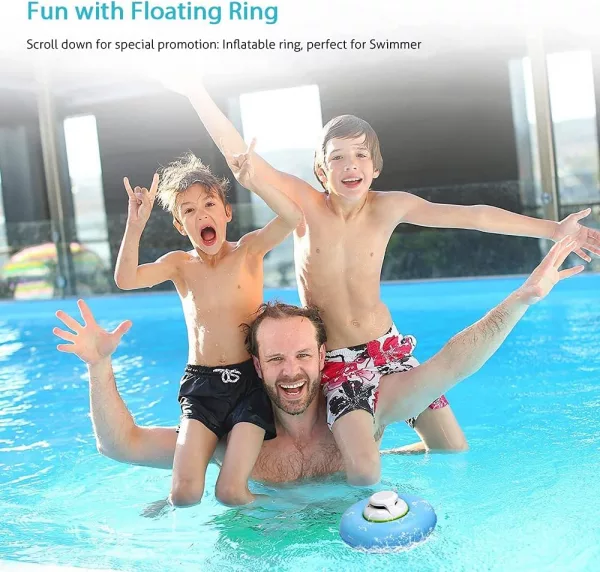 Dad and Two Sons Enjoying a Pool day with the Floating Pool Bluetooth Speaker