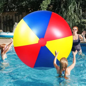 Family Playing with Giant 10 Foot Beach Ball In Pool