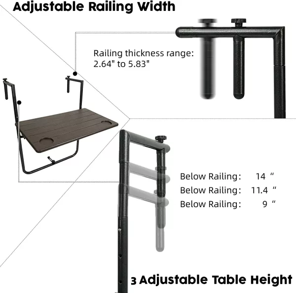 Folding Balcony Desk Product Dimensions