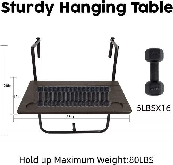 Folding Balcony Desk is a sturdy hanging table