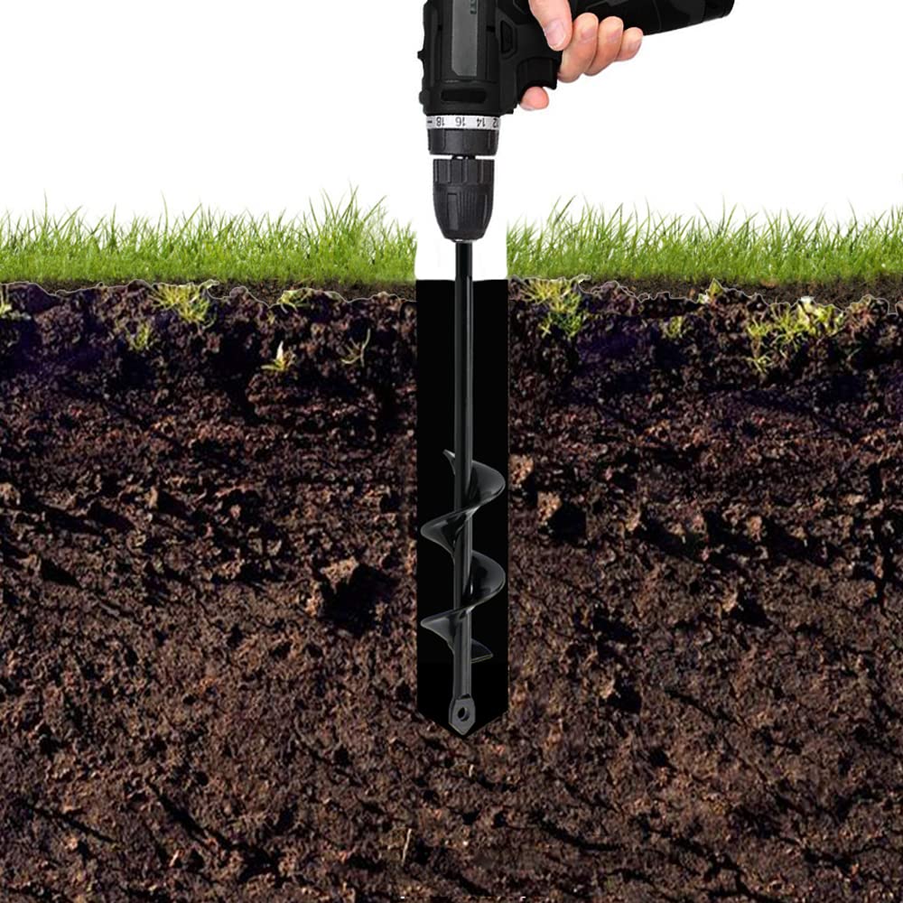 Garden Auger Drill Bit Digging Into Ground