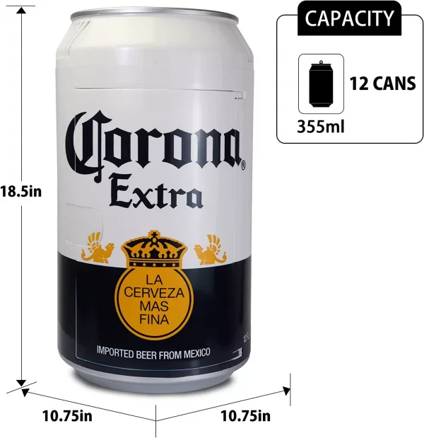 Giant Corona Can Mini Beer Fridge Product Dimensions and Capacity