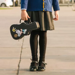 Girl Carrying Guitar Case Lunch Box