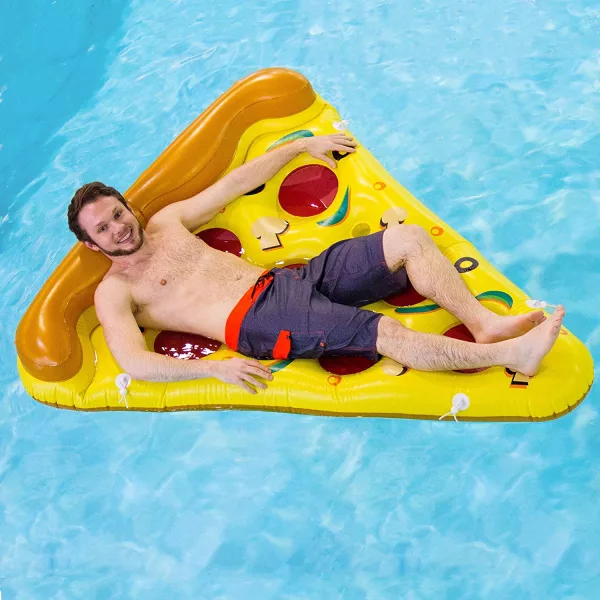 Guy Laying On Slice of Pizza Pool Float