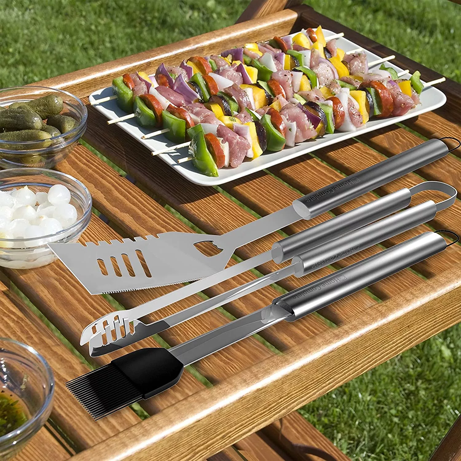 Home-Complete 16 Piece Grill Set On Picnic Table