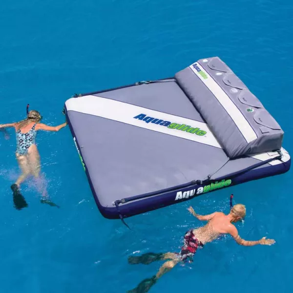 Kids Snorkeling Near Giant Floating Mattress With Cooler