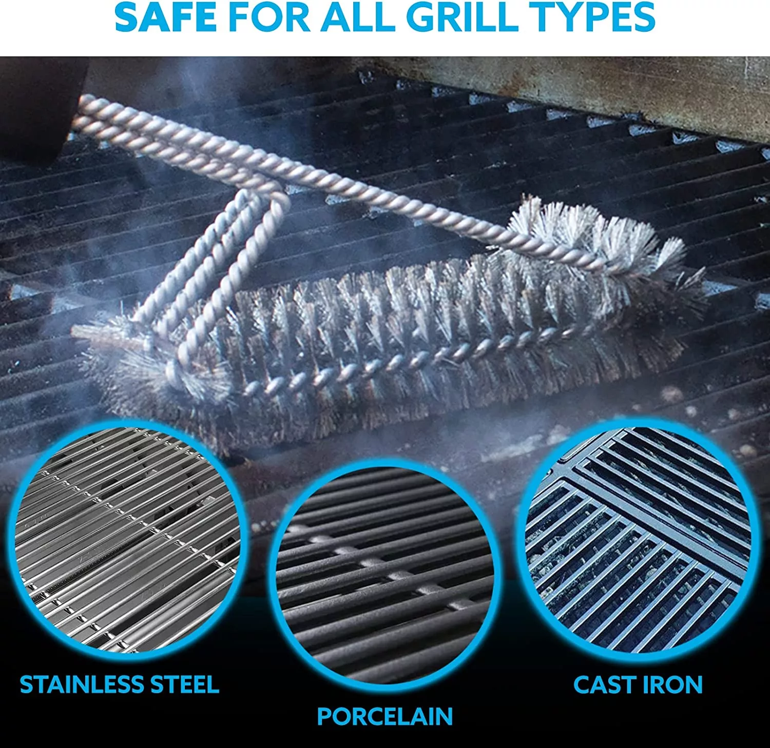 Kona 360 Clean Grill Brush is safe for all grill types