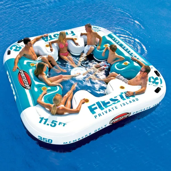 Large Group on Giant 8-Person Inflatable Lounger