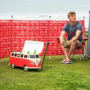 Man sitting outside with Volkswagen Hippy Van Cooler