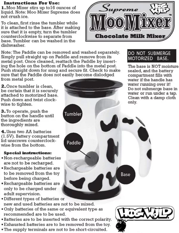Moo Mixer Chocolate Milk Mixing Cup Instructions for Use