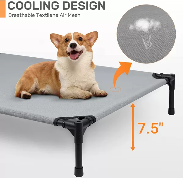 Outdoor Dog Lounger With Sun Canopy Cooling Design
