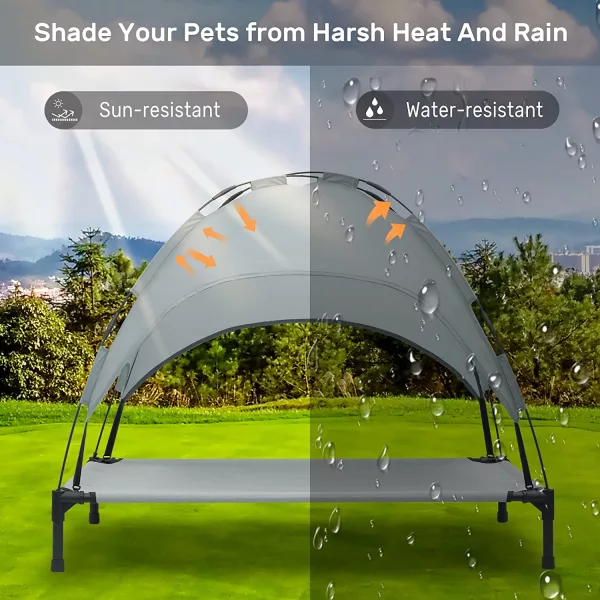 Outdoor Dog Lounger With Sun Canopy Weather Resistent