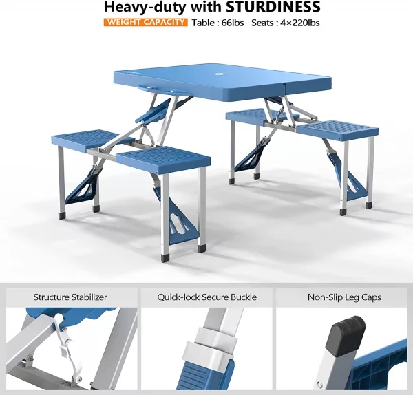 Portable Picnic Table features heavy duty sturdiness