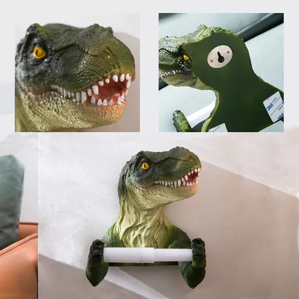 Product Shots of the Dinosaur Toilet Paper Holder