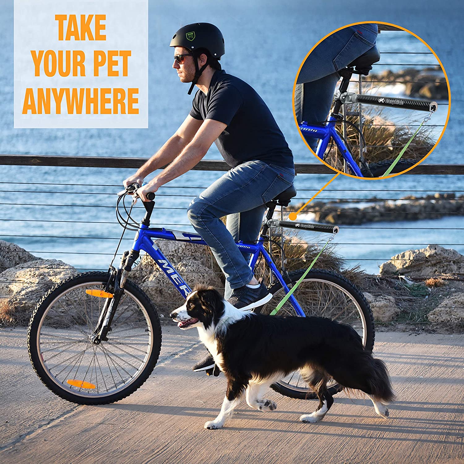 Rotating Dog Bike Leash allows you to take your pet anywhere