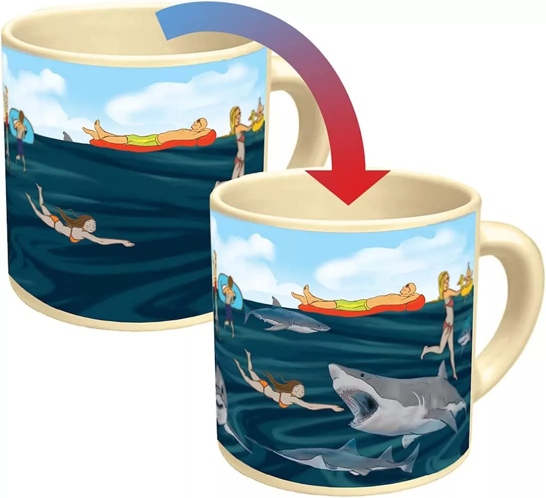 Shark Attack Heat Changing Coffee Mug Transition from Cold to Hot
