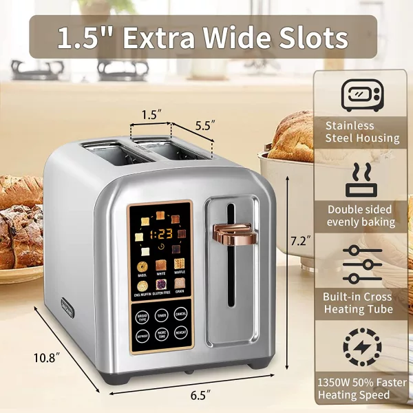 Smart Toaster features a 1 and a half inch extra wide slot for bread