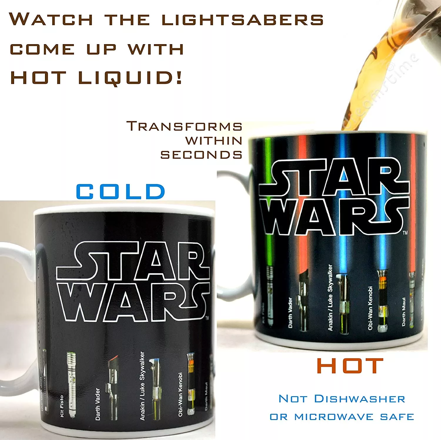 Star Wars Light Sabers Heat Changing Mug Watch the lightsabers come up with hot liquid