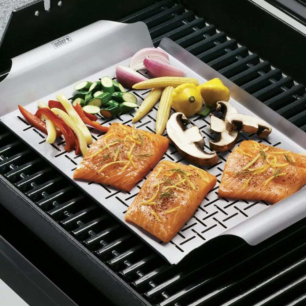 Weber Style Professional Grade Grill Pan On the Grill