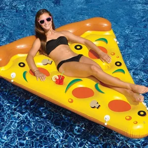 Woman Laying on Slice of Pizza Pool Float