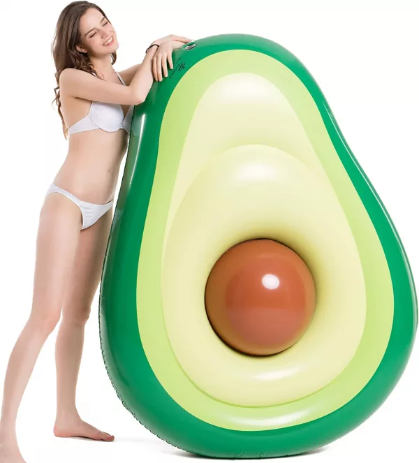 Woman Standing Next To Avocado Pool Float With Removable Pit