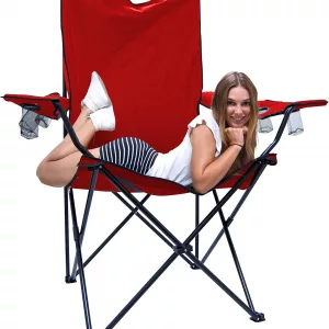 Young Girl Laying Across King-Size Camping Chair
