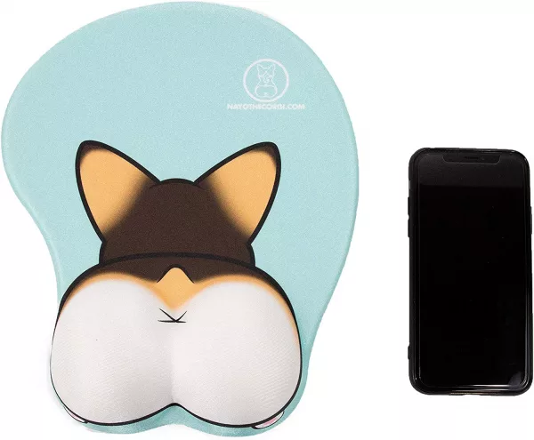 Corgi Butt Mouse Pad Size Compared To Smartphone