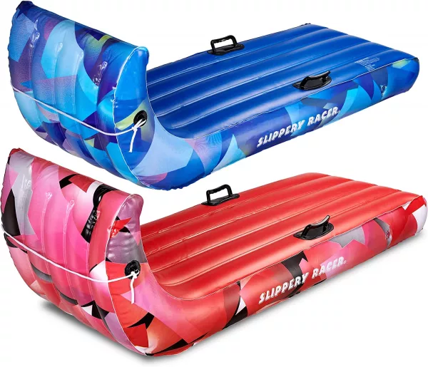 Flexible Toboggan Sled In Blue and Red