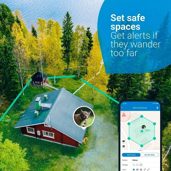Set safe spaces and get alerts if your dog wanders too far with the Tractive GPS Tracker