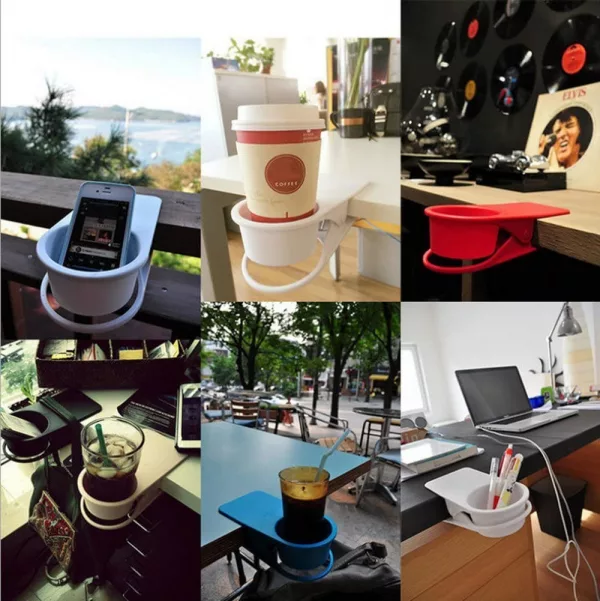 Various Product Shots of Clip On Table Cup Holder